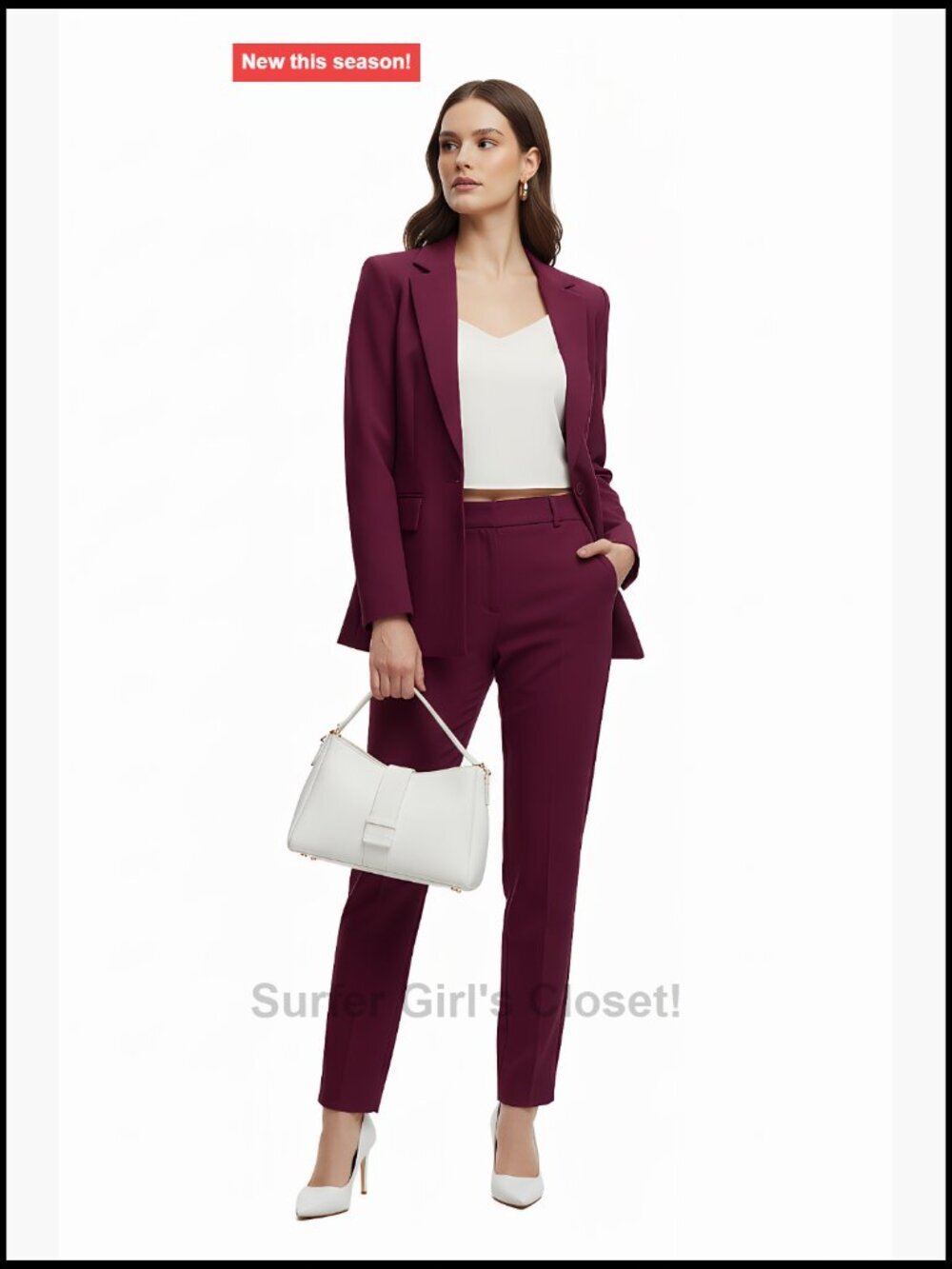 Women's 2 Piece Pant Suit Set Blazer Pants Business Professional Work - Picture 7 of 7